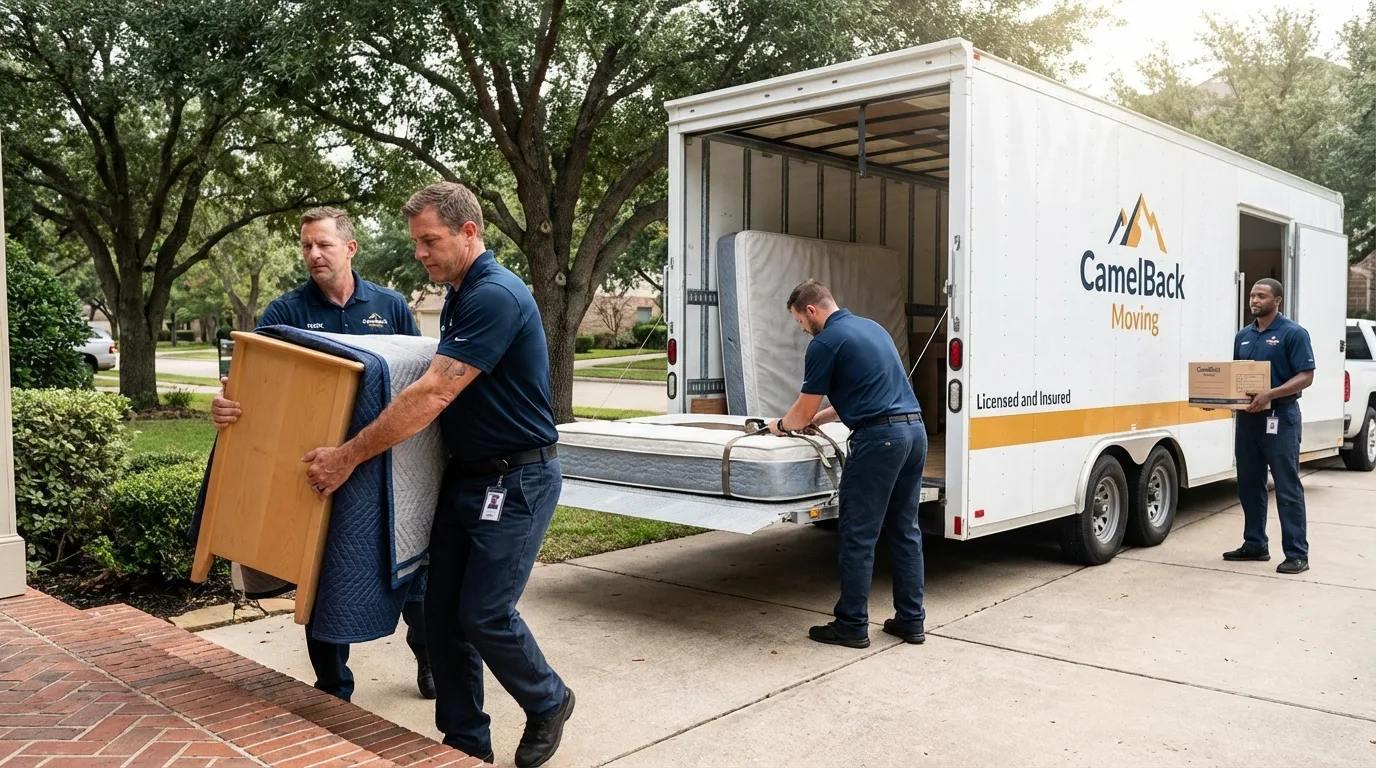 Crew loading residential truck for cross-state move from Chelsea, VT