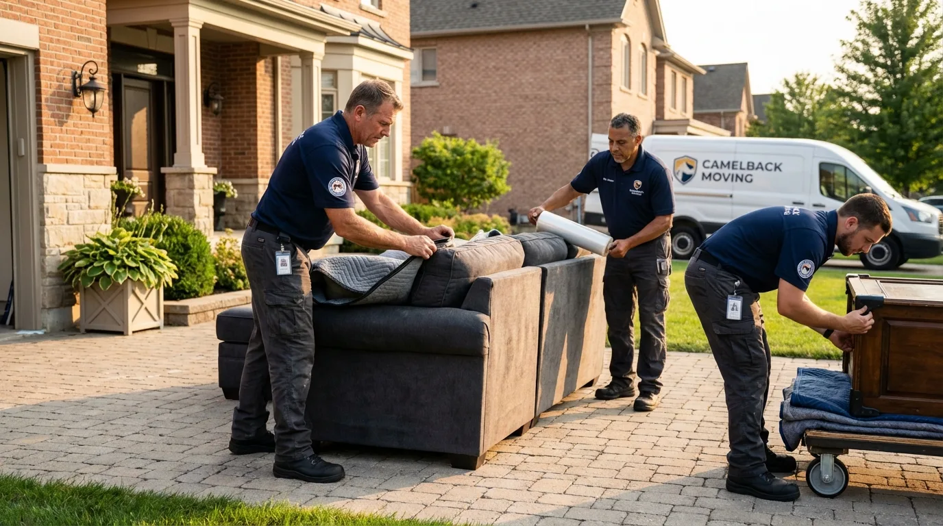 Large estate moving crew wrapping furniture in Chelsea, VT